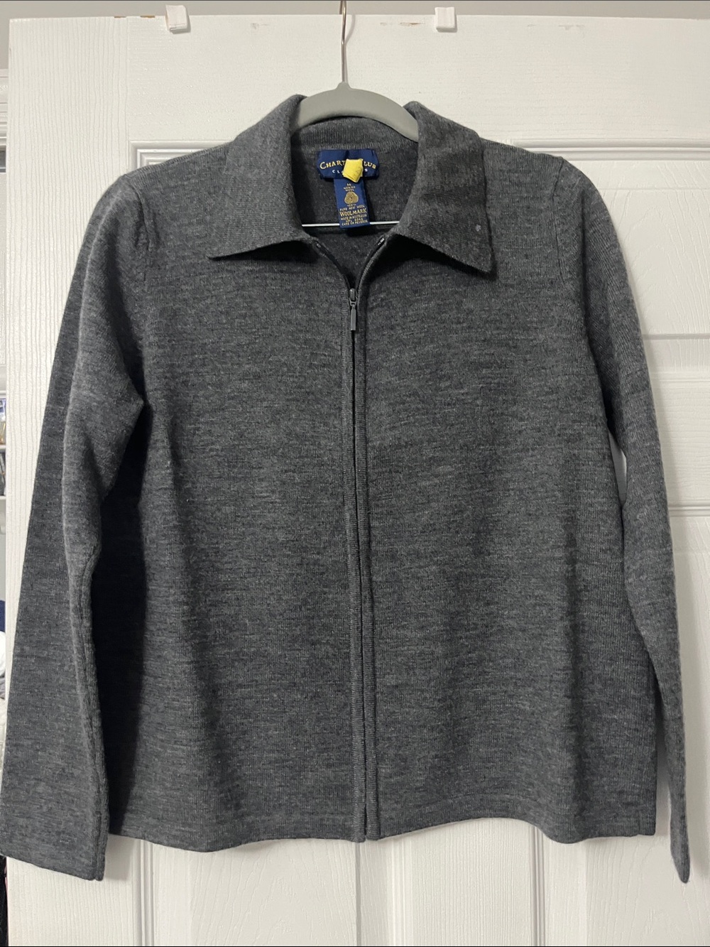 Charter Club women’s Zip-Up Sweater Jacket in Charcoal Gray